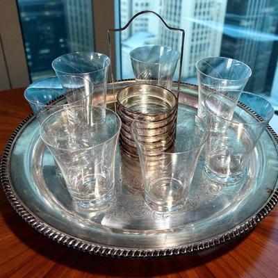 Crystal glasses and birks coasters