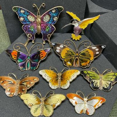Sterling butterfly pins hroar prydz norway david andersen enamel