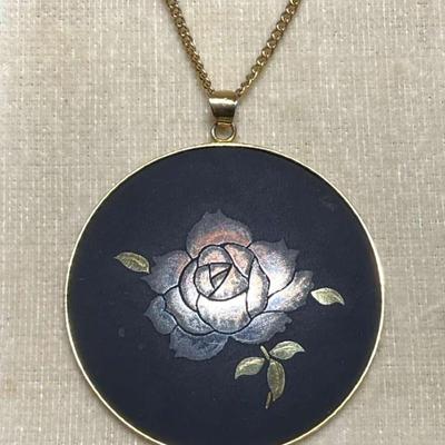 Damascene pendant necklace