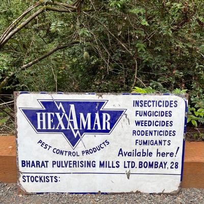 Vintage Enamel & Metal RARE HexAMar Advertising Sign