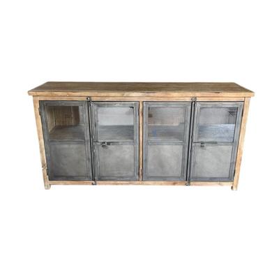 Langley World Market Wood & Metal Aged Latte Industrial Style Storage Cabinet