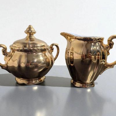 Vintage RW Bavaria Gold Porcelain Cream & Sugar Set