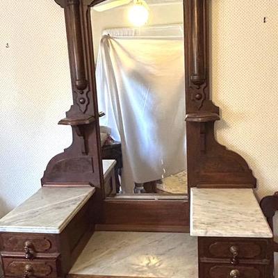 Magnificent Antique Victorian Drop Well Dresser