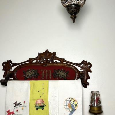 Colorful Pendant Light & Vintage Towel Hanger 