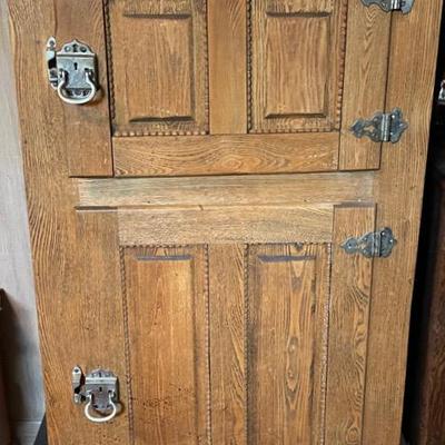 Rare Antique Oak Icebox Two Door