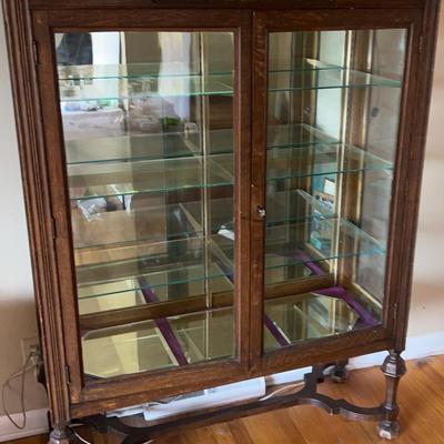 Antique Oak Two Door Hutch Mission Style