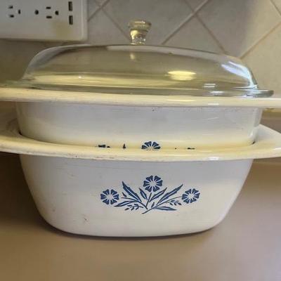 Sale Photo Thumbnail #159: Vintage Cornflower Corning Casserole Dishes