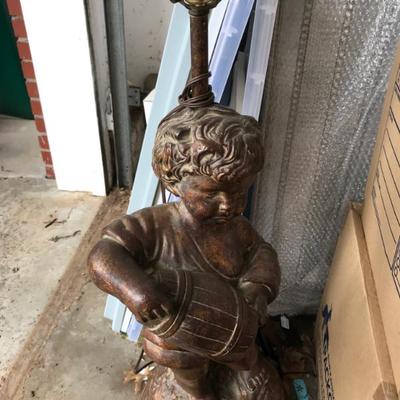 Sale Photo Thumbnail #27: Huge Antique Cherub Lamp