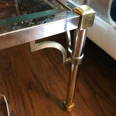 Sale Photo Thumbnail #19: Authentic 1970’s Hollywood Regency Chrome, Brass & Glass Coffee Table
