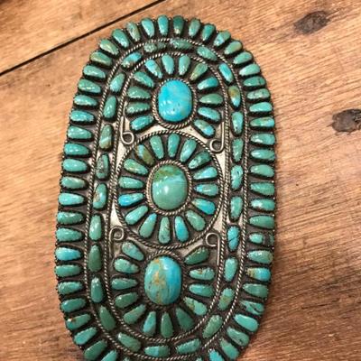 Sale Photo Thumbnail #44: RARE Item!! Authentic Vintage Verified Turquoise & Sterling Silver Signed Hair Clip by Native American Navajo Artist Larry Moses Begay, grandson of Marie Begay. I bought in New Mexico in the early 80’s