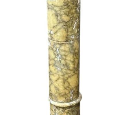 Sale Photo Thumbnail #101: Antique 19th c Turned Alabaster Pedestal. Top is removable for transport. Measures 10"x10"x38". Weight 30 lbs. Provenance: Gippy Plantation, Avenue of Oaks, Berkeley County, SC.
