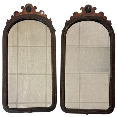 Sale Photo Thumbnail #174: Matched pair of Victorian Eastlake Mahogany Mirrors. Each 13 1/2"x29"x1". 
