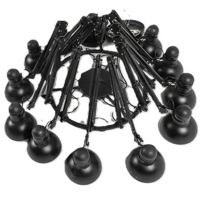 Sale Photo Thumbnail #20: Articulating Powder coated steel Chandelier in the manner of Ron Gilad. 12 adjustable diffusers on each chandelier. Dimensions: Approx. H 30" x Dia. 36". 