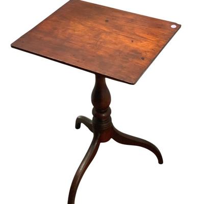 Sale Photo Thumbnail #123: Antique American Cherry Candle Stand. Measures 27.5"X19.5"x16.75"