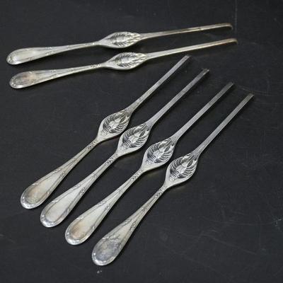 Sale Photo Thumbnail #282: SET of 6 EUROPEAN 800 SILVER LOBSTER PICKS