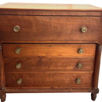 Sale Photo Thumbnail #164: Antique American 19th c Cherry Chest of Drawers. Four drawer. Measures 42"x43.75"x21.5".