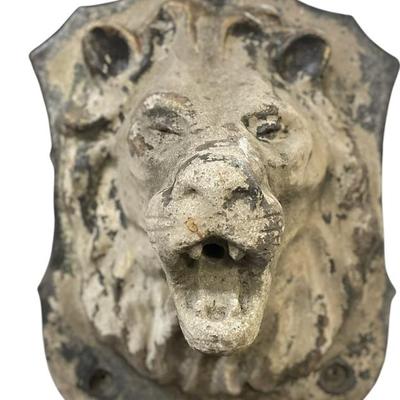 Sale Photo Thumbnail #173: Large Weathered Stone Lion Head Fountain Spout. Perfect accent in any garden. Measures 24"x17"x12". Weighs 70 lbs.
