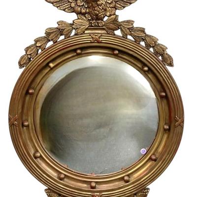 Sale Photo Thumbnail #182:  American Federal Style Giltwood Eagle Mirror. Measures 24"x33"x2" 