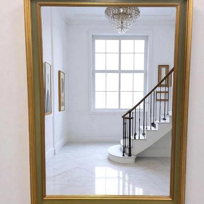 Sale Photo Thumbnail #285: Vintage Good Quality Large Framed Beveled Glass Mirror. Measures 33" wide 2" deep and 48 Tall. Weight 38 lbs