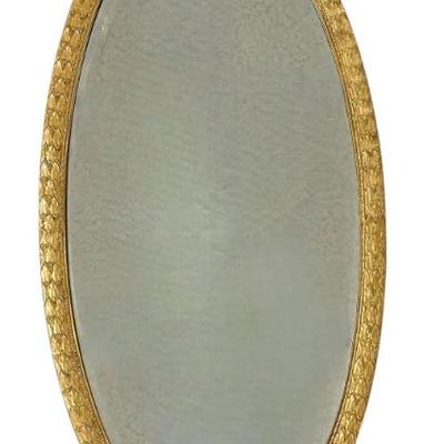 Sale Photo Thumbnail #283: Stunning Carved Gilt Oval Mirror. Ribbon and Florals with Beveled Mirror. 13"x1 1/2"x29". Weight 9 lbs. PROVENANCE: Willtown Plantation, Willtown Bluff, Adams Run SC