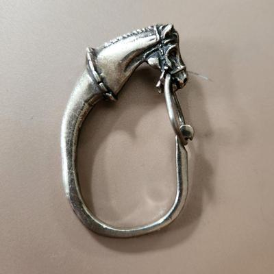 Sale Photo Thumbnail #28: Vintage 1940-50s Solid Sterling Silver Equestrian Horse Head Snap Link Key Ring. 