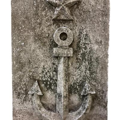 Sale Photo Thumbnail #226: Weathered Architectural Element Carving of the United States Navy Anchor with Star. Provenance: Charleston Navy Yard