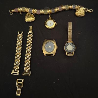 Lot 425: Lot of Vintage & Costume Gold-Tone Watches and Bracelets