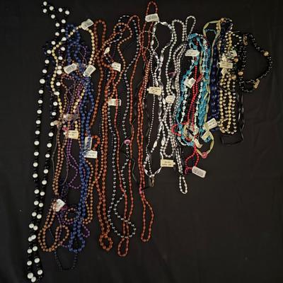 Lot 447: Lot of Assorted Vintage & Modern Plastic Bead Necklaces – Multi-Color Costume Jewelry