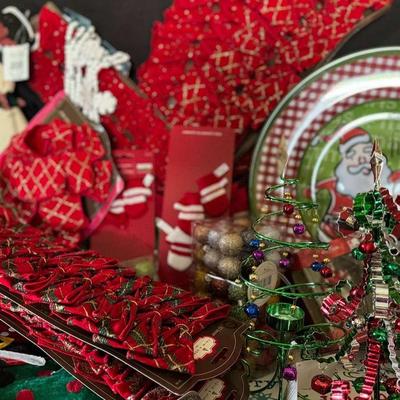 Lot 116:   Decorative Bows And Bows! Stockings And Decor!