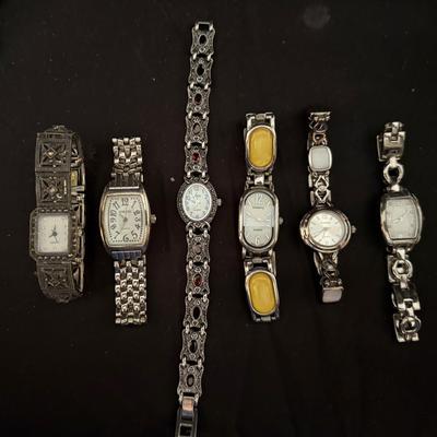 Lot 426: Lot of 6 Ladies’ Quartz Wristwatches – Gramercy, Aria & Ornate Marcasite Style