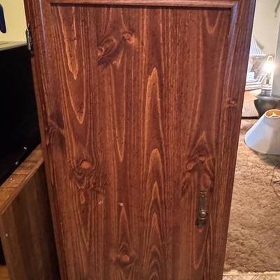 Lot 222: Wood Veneer Storage/ Pantry Cabinet 