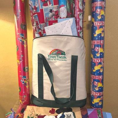 Lot 141:  Gift Wrap, Gift Bags, Insulated Canvas Bag
