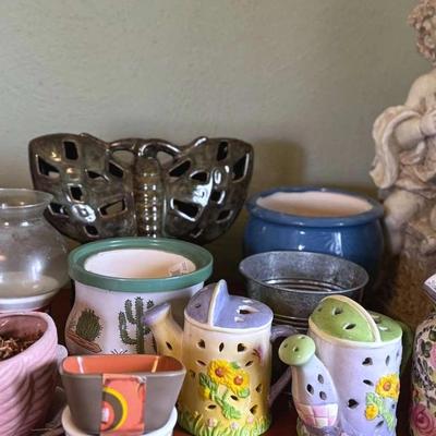 Lot 166:  Planters And Tea Light Holders, Garden Statue