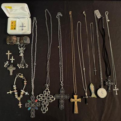 Lot 238: Religious Cross Necklaces And Bracelets