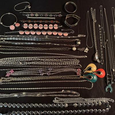 Lot 234: Silver Tone Selection Of Costume Jewelry 