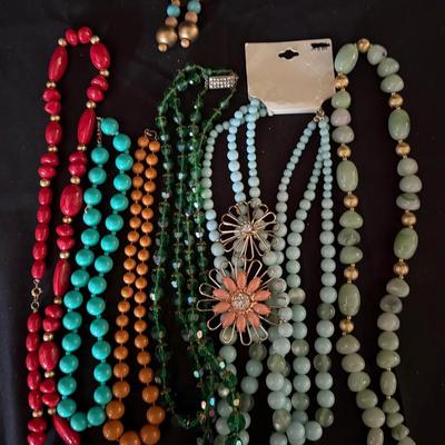 Lot 448: Lot of Colorful Beaded Necklaces & Earrings