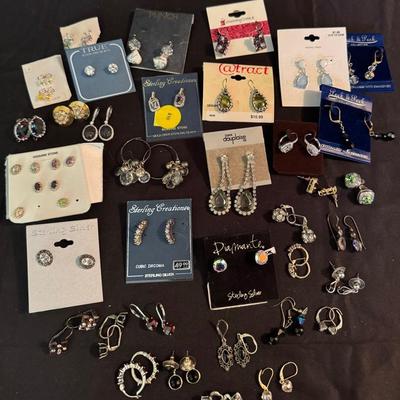 Lot 249: Sterling, Cubic Zirconia, Rhinestone Earring Collection