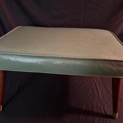 Lot 217: Vintage Mid Century Vinyl Mint Green Footstool 