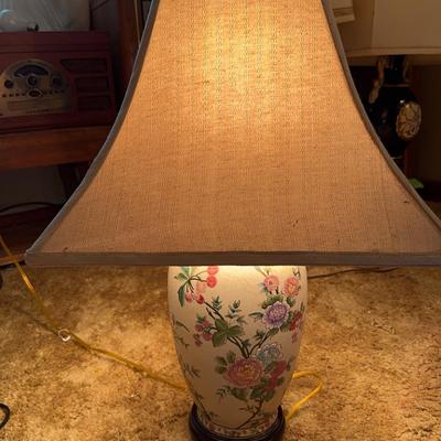 Lot 205: Pair Of Asian Floral Ceramic Table Lamps 