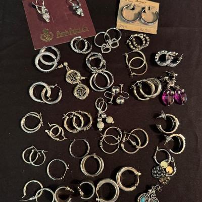 Lot 248: Sterling And Silver Tone Pierced Earrings 