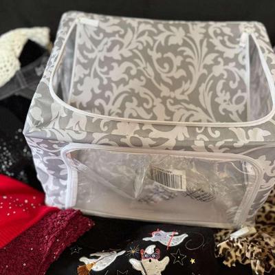 Lot 103:  Dust Free Box with Scarves, Many with Matching Hats, Sweatshirt, Berets …