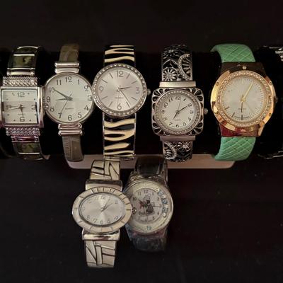 Lot 439: Lot of 9 Women’s Fashion Wristwatches – Mixed Bracelet & Quartz Styles