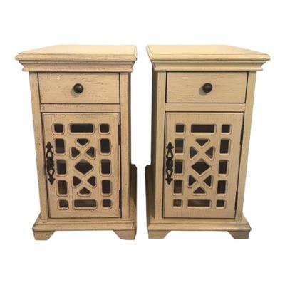Pair of Ivory, Distressed End tables/night stands 