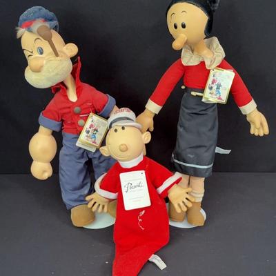 Vintage Poopdeck Pappy, Olive Oyl, And Sweet Pea Dolls By Presents