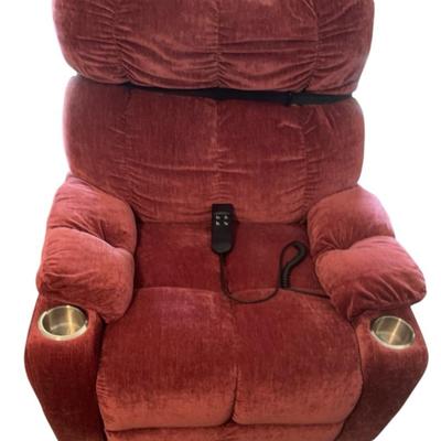 Burgundy Lift, Recline And Massage Motorized Chair Lot One