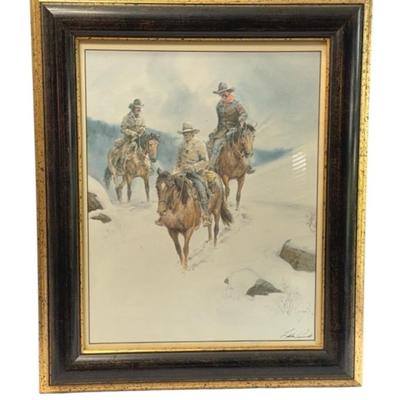 Snowy Cowboy Trail Ride print - signed 