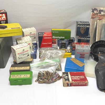 Huge Ammo Lot - Gun cleaning kit & metal storage box 