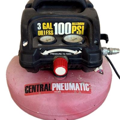 Central Pneumatic 3 Gallon, 100 PSI Oil-Free Pancake Air Compressor