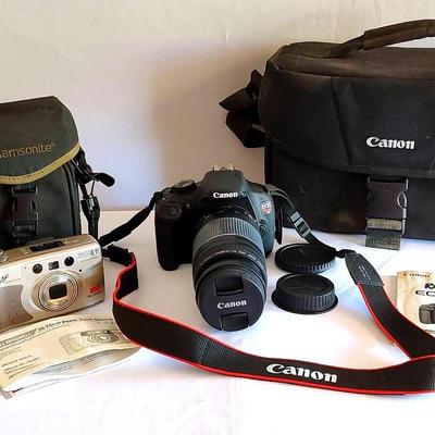 Canon SLR, Bell & Howell Power Zoom 35MM Pocket Camera + Tripod