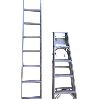 Two Lightweight Aluminum Ladders 5 Ft And 8 Ft